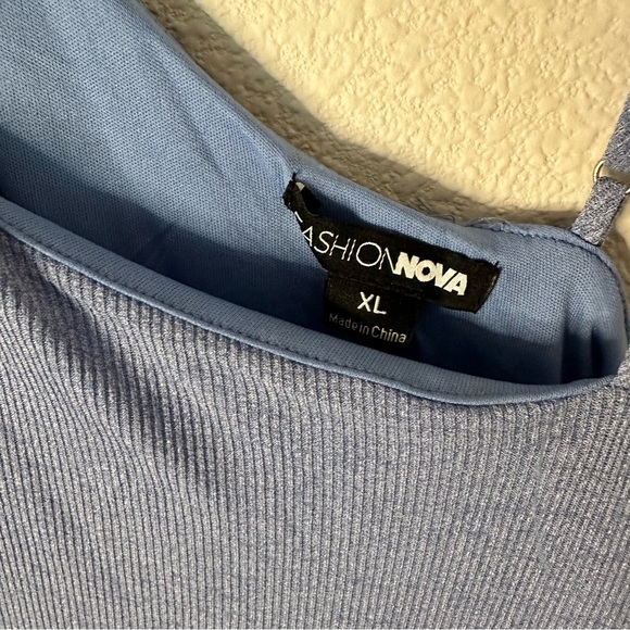 Blue one shoulder midi dress with cutout side detail XL - Picture 5 of 8